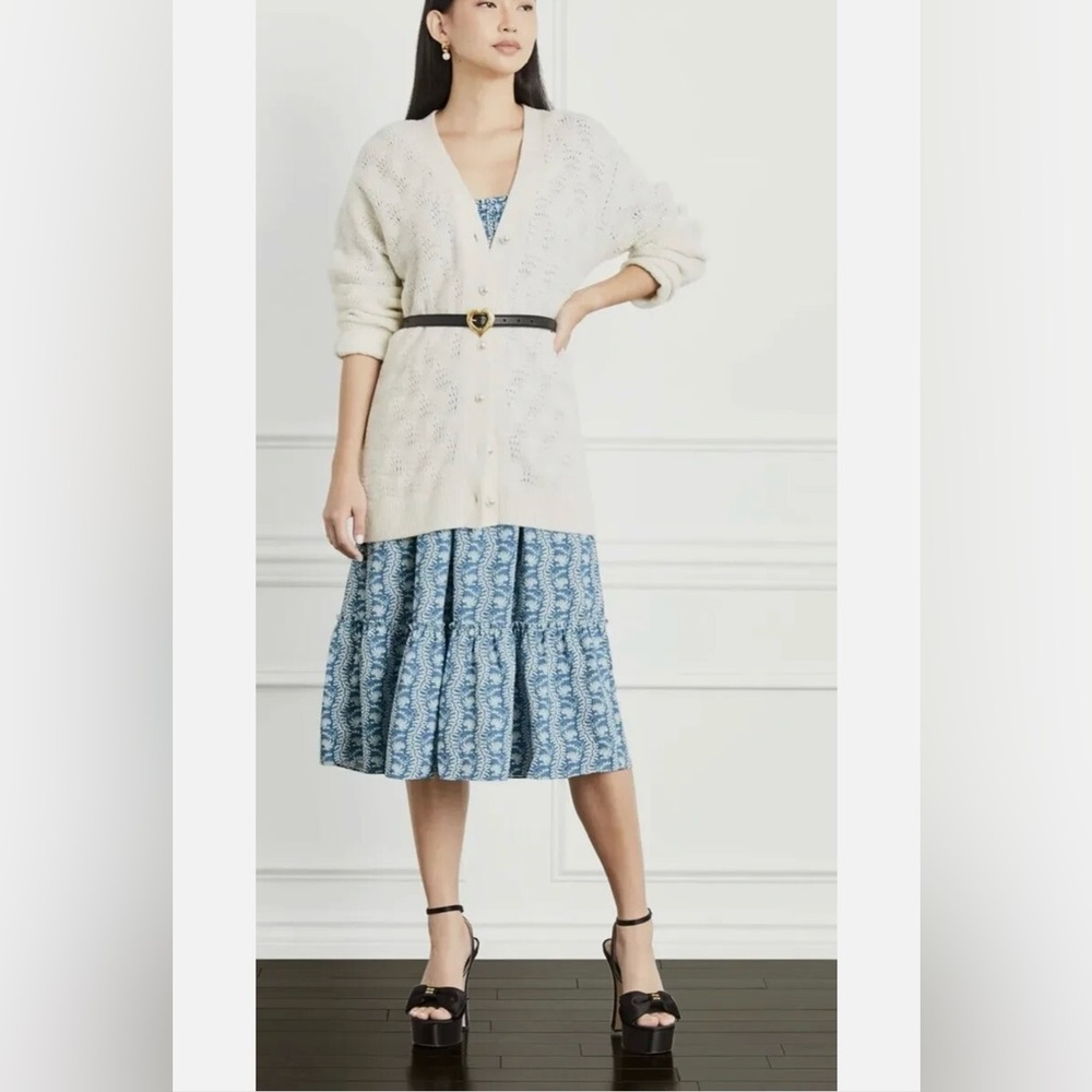Hill House The Simple Cardigan Sweater Merino Wool Cream Pearl‎ Button L/XL